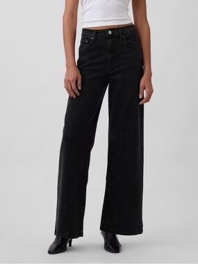 GAP Black High-Rise Stride Wide Leg Jeans